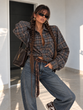 Camicia Over Tartan Grigia con Polsini Larghi - R.a. Boutique