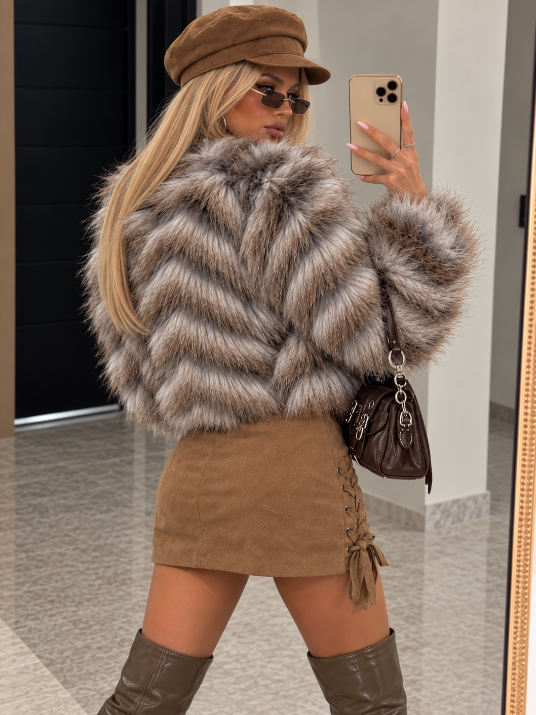 Giacca Crop in Ecopelliccia Wild Fur - R.a. Boutique