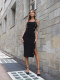Abito midi con bottoncini oro - R.a. Boutique 
