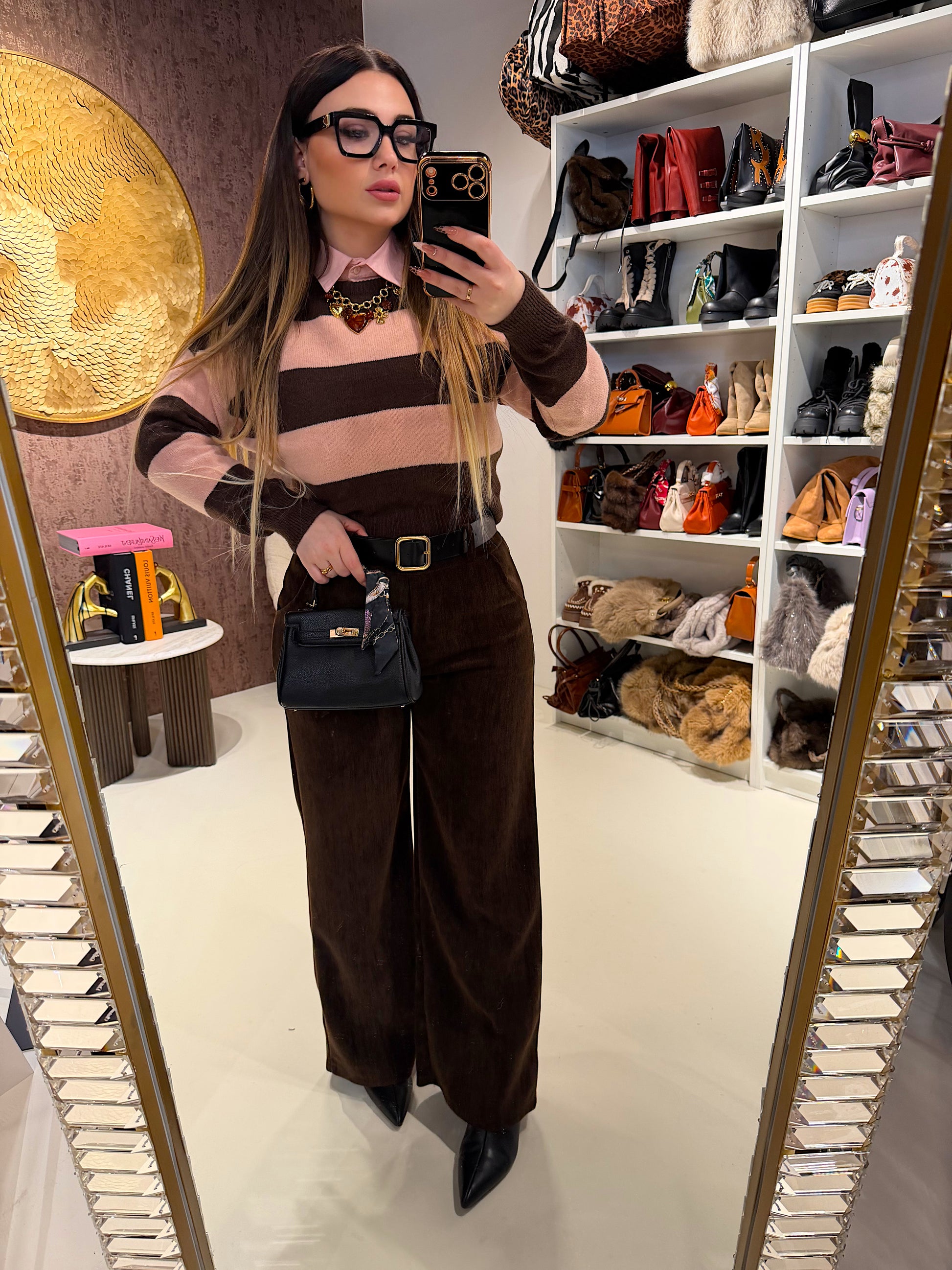 Maglione a righe Rosa brown - R.a. Boutique