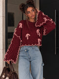 Maglioncino Bordeaux con Fiocchi Rosa - R.a. Boutique