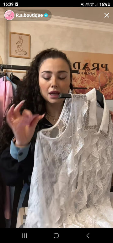 Maglia con strass in pizzo - R.a. Boutique