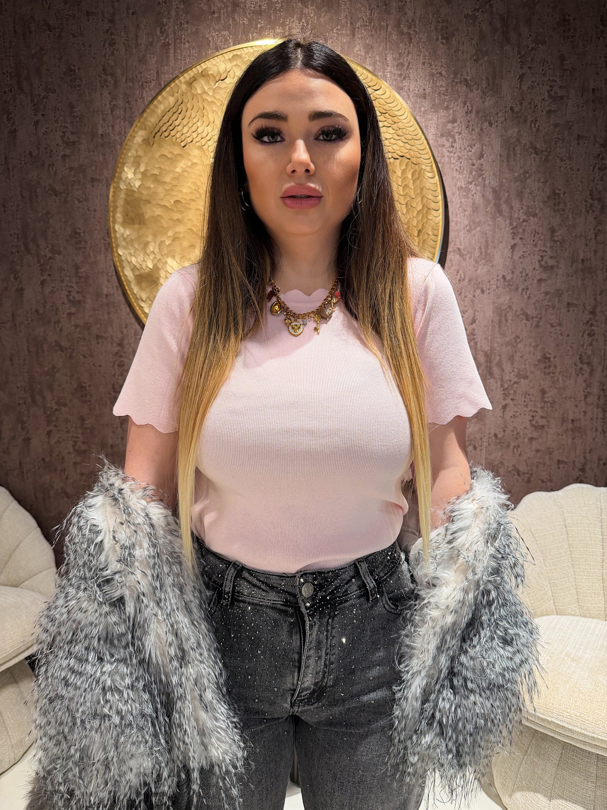 T-shirt Soft collo zig zag - R.a. Boutique