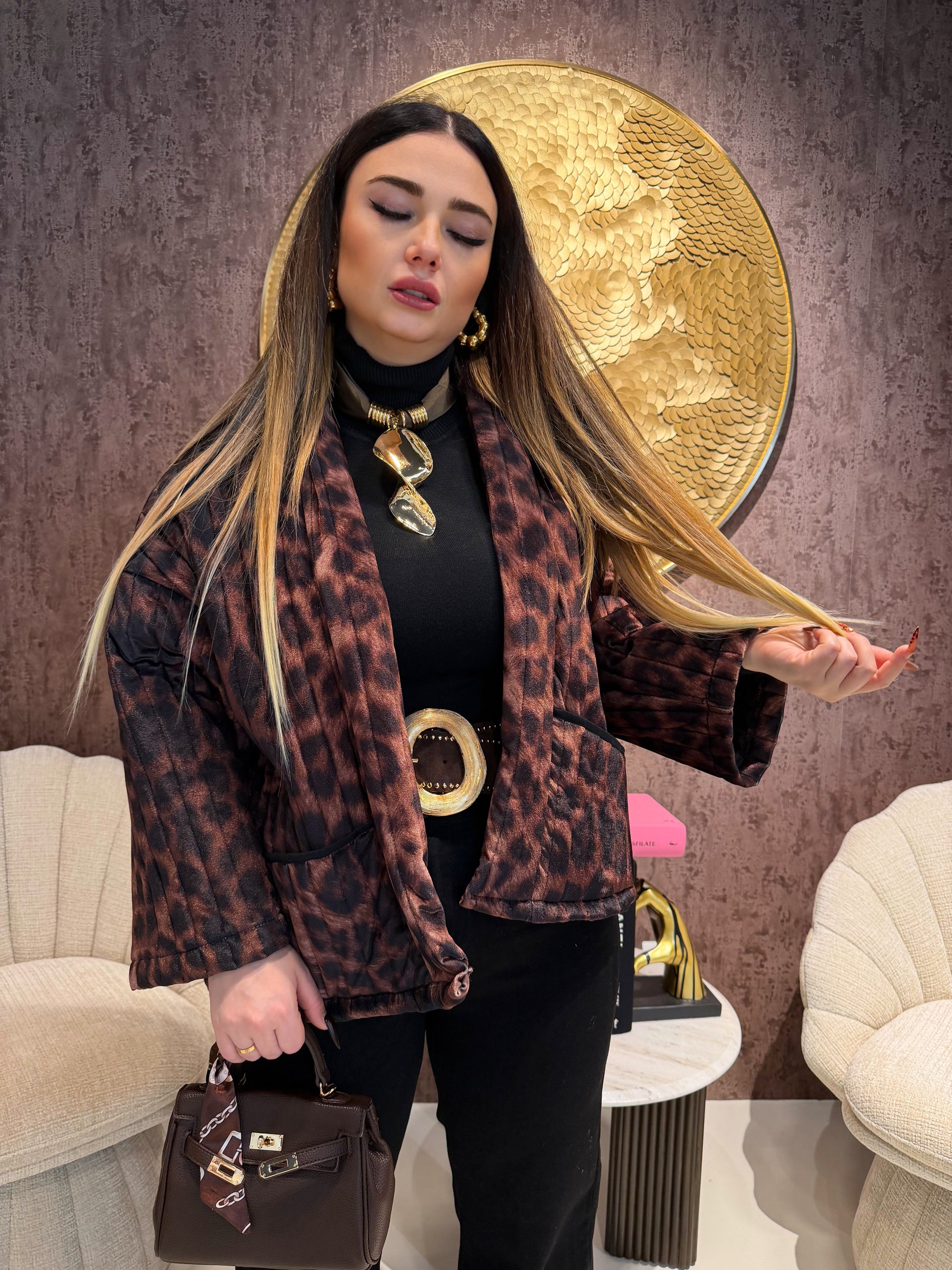 Giacca animalier manica ampia - R.a. Boutique