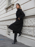 Cappotto nero con cintura - R.a. Boutique 