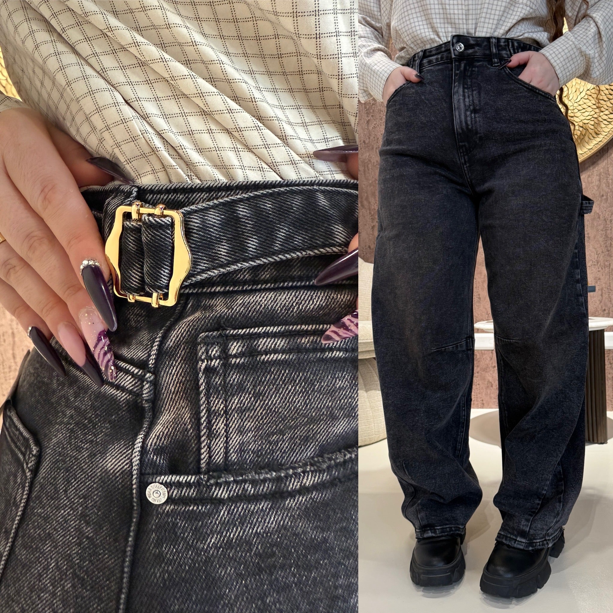 Jeans ballon con cintura - R.a. Boutique