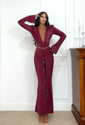 Tuta lurex bordeaux schiena aperta - R.a. Boutique 