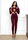 Tuta aderente con incrocio bordeaux - R.a. Boutique