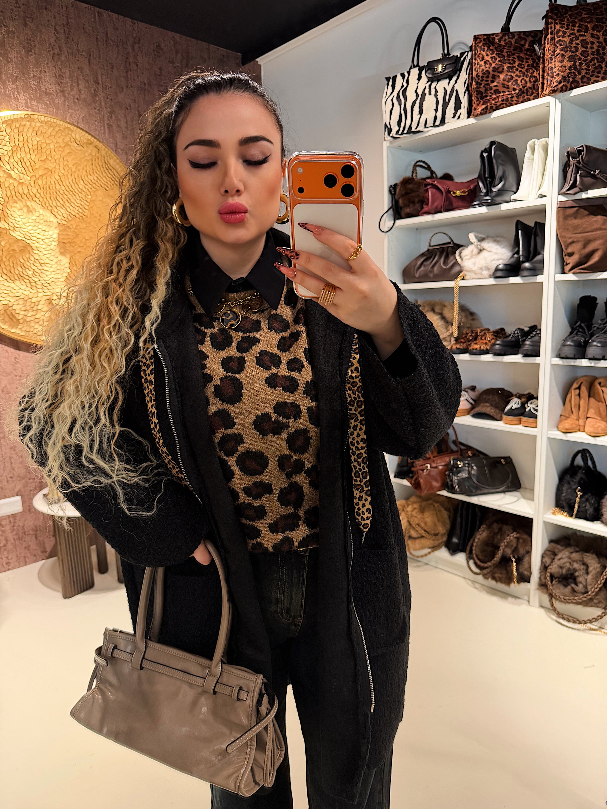 Cardigan Morbido con Cappuccio e laccio Animalier - R.a. Boutique