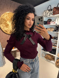 Maglioncino con rouge e fiocco al collo - R.a. Boutique