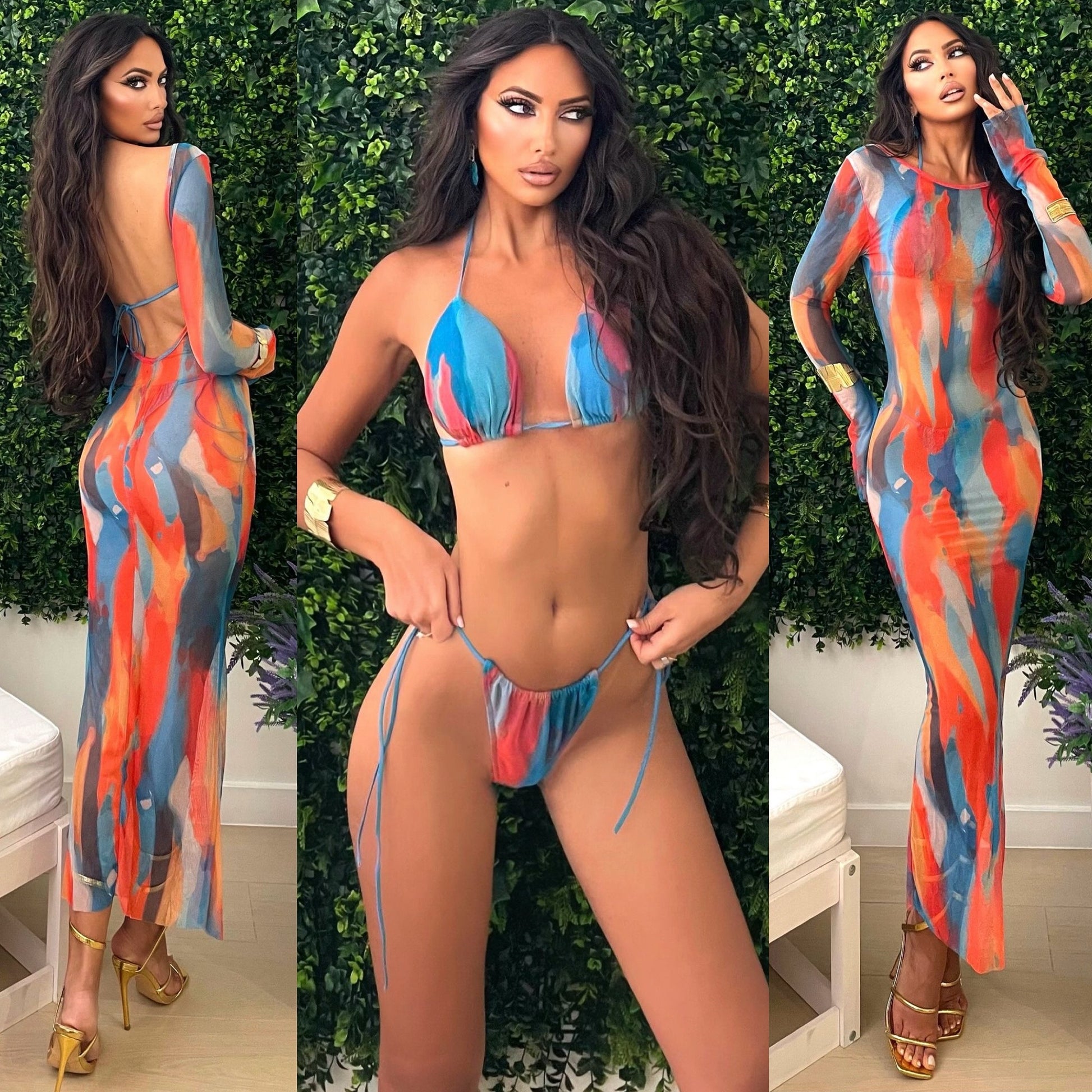 Bikini sunset tre pezzi celeste - R.a. Boutique