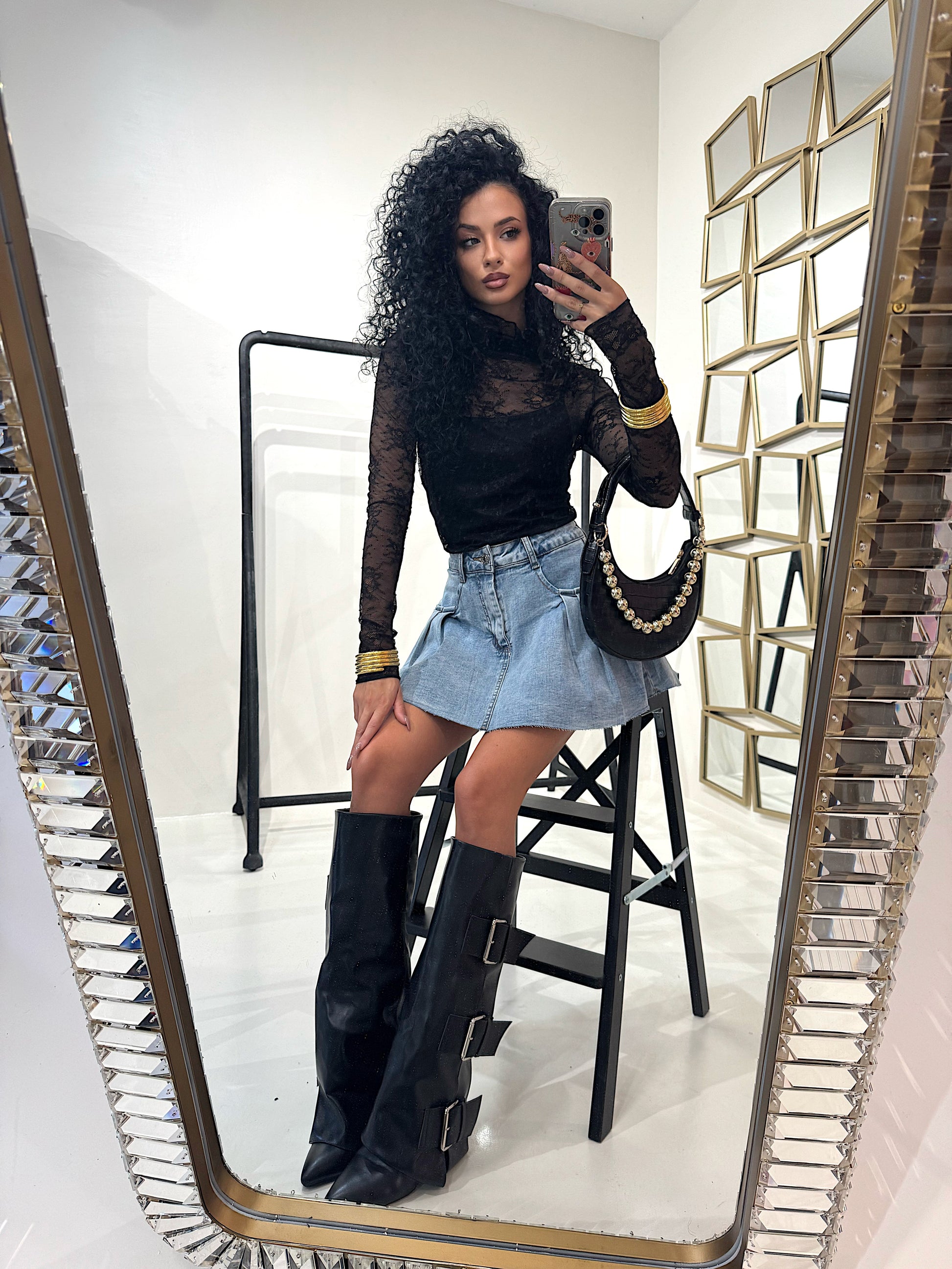 Maglia in pizzo collo alto - R.a. Boutique