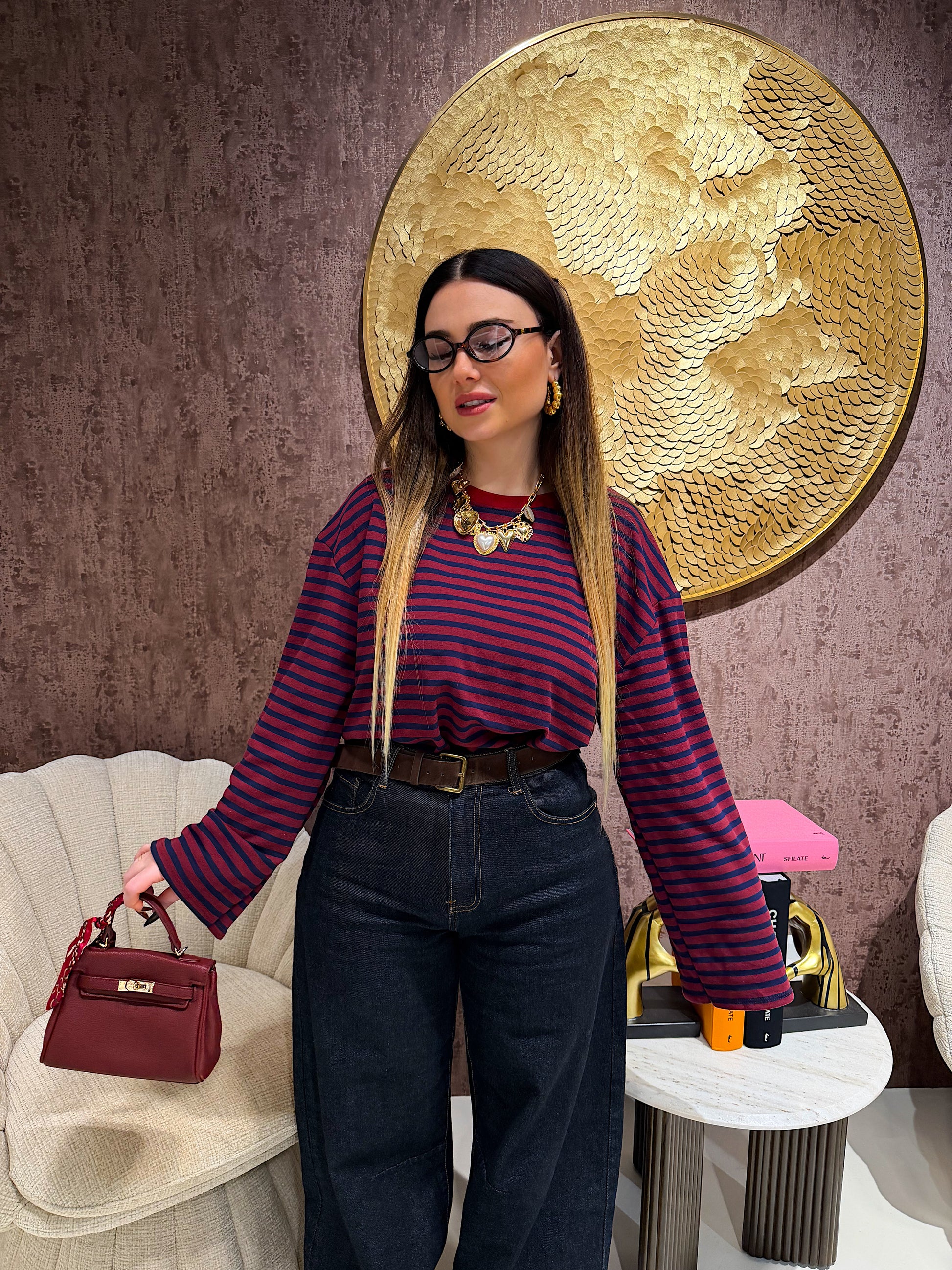 Maglia a righe manica ampia - R.a. Boutique