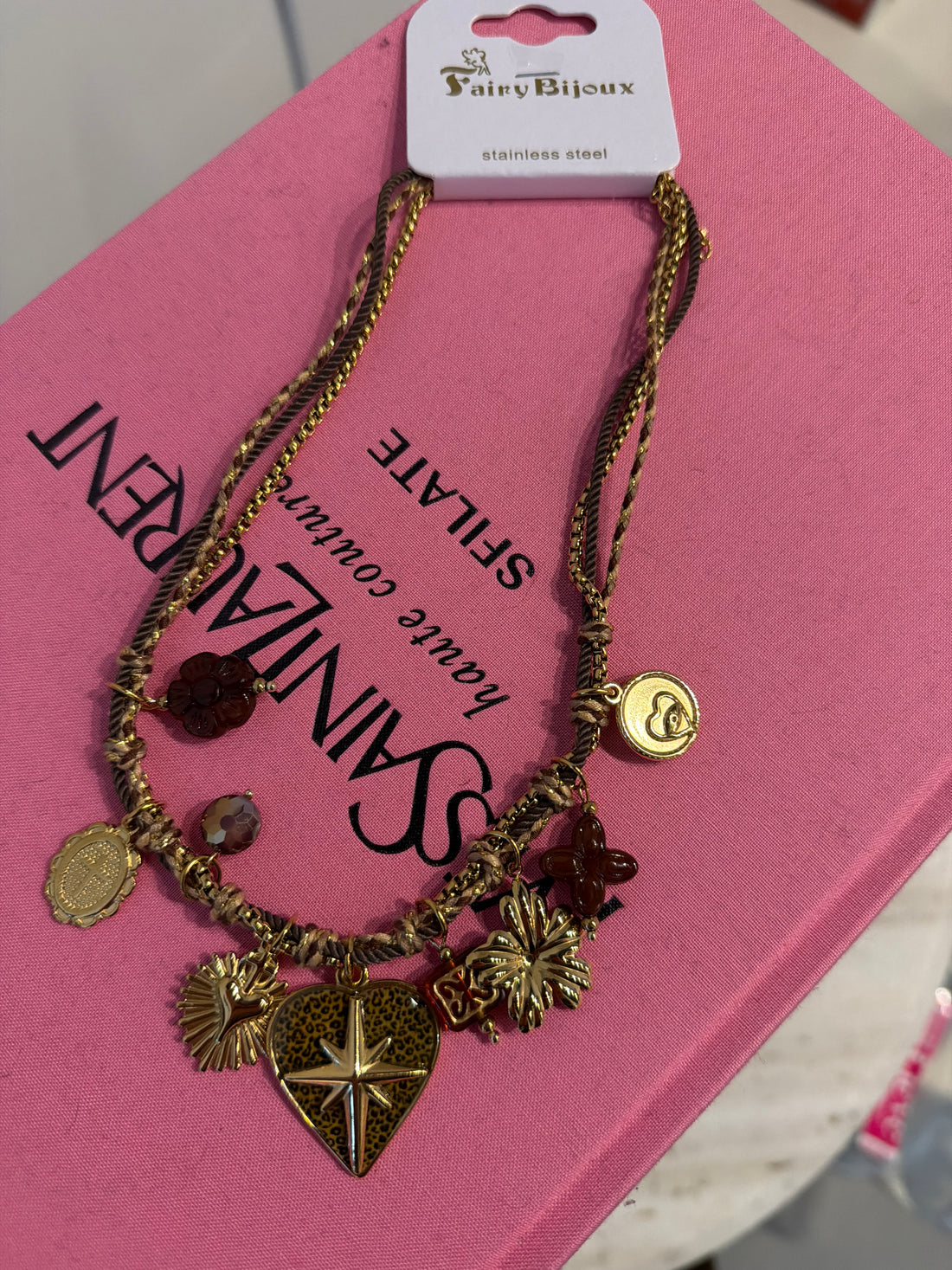Collana Cuore Animalier con croce e soli - R.a. Boutique