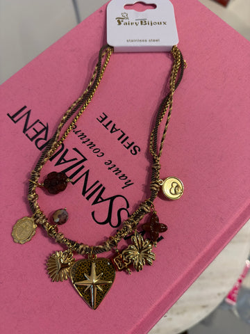 Collana Cuore Animalier con croce e soli - R.a. Boutique
