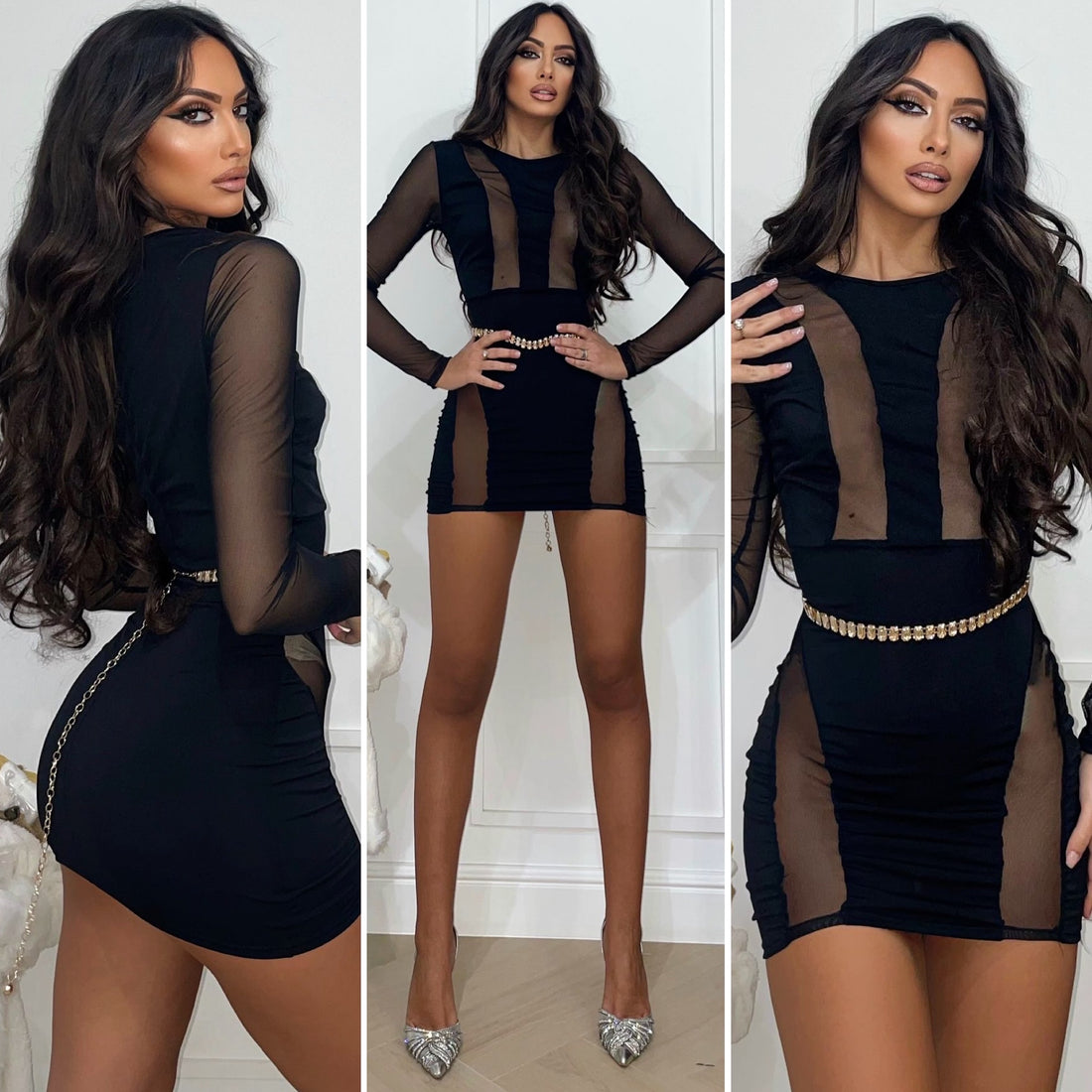 Abito nero con trasparenze - R.a. Boutique 