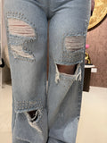 Jeans Wide Leg Strappi e Borchie - R.a. Boutique