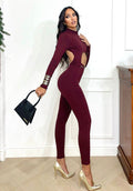 Tuta in lycra bordeaux schiena aperta e catenina - R.a. Boutique