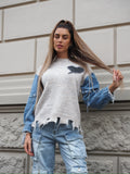 Maglione over con dettaglio in jeans - R.a. Boutique 