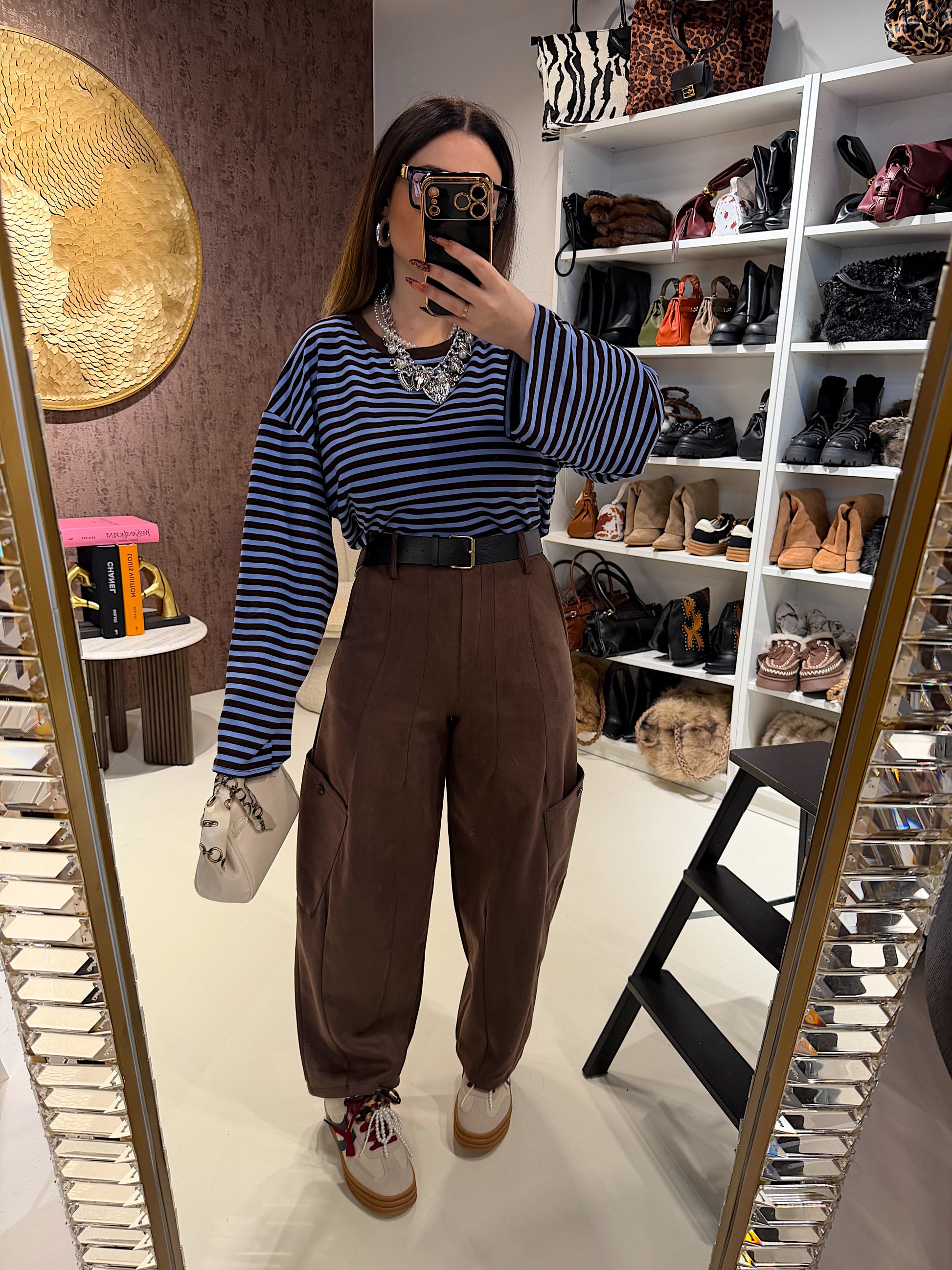 Maglia a righe manica ampia - R.a. Boutique