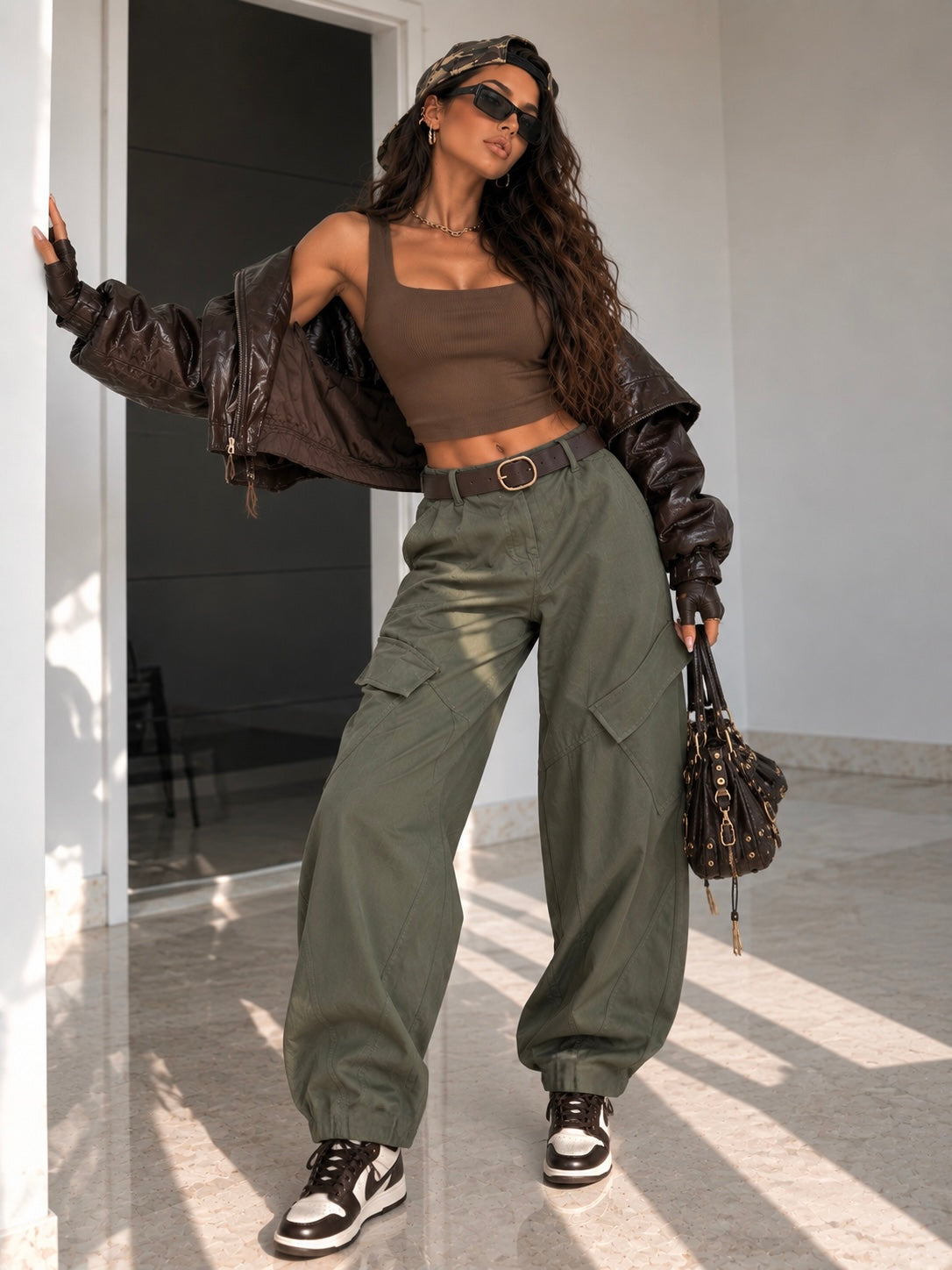 Pantalone Cargo Balloon con Cintura - R.a. Boutique