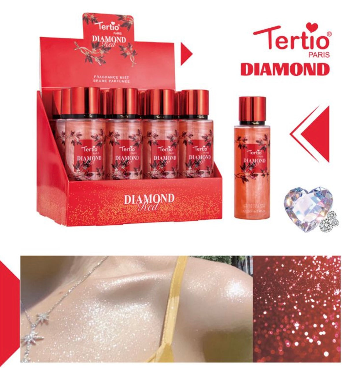 Glitter Body Spray Diamond Red - R.a. Boutique