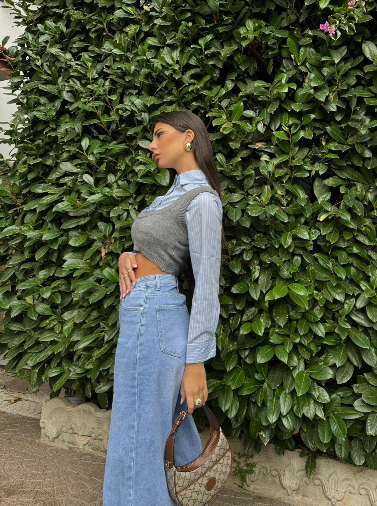 Maglioncino grigio più camicia celeste - R.a. Boutique 