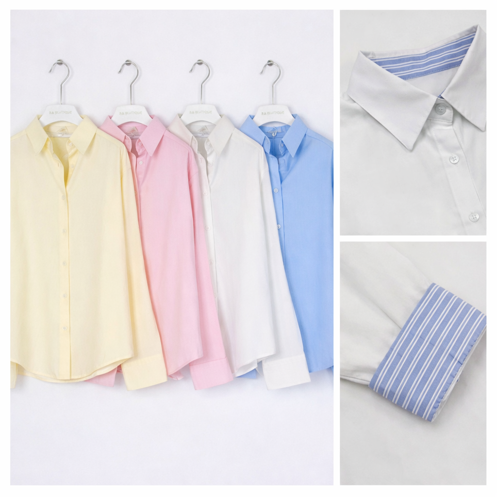 Camicia con collo e polsino a righe