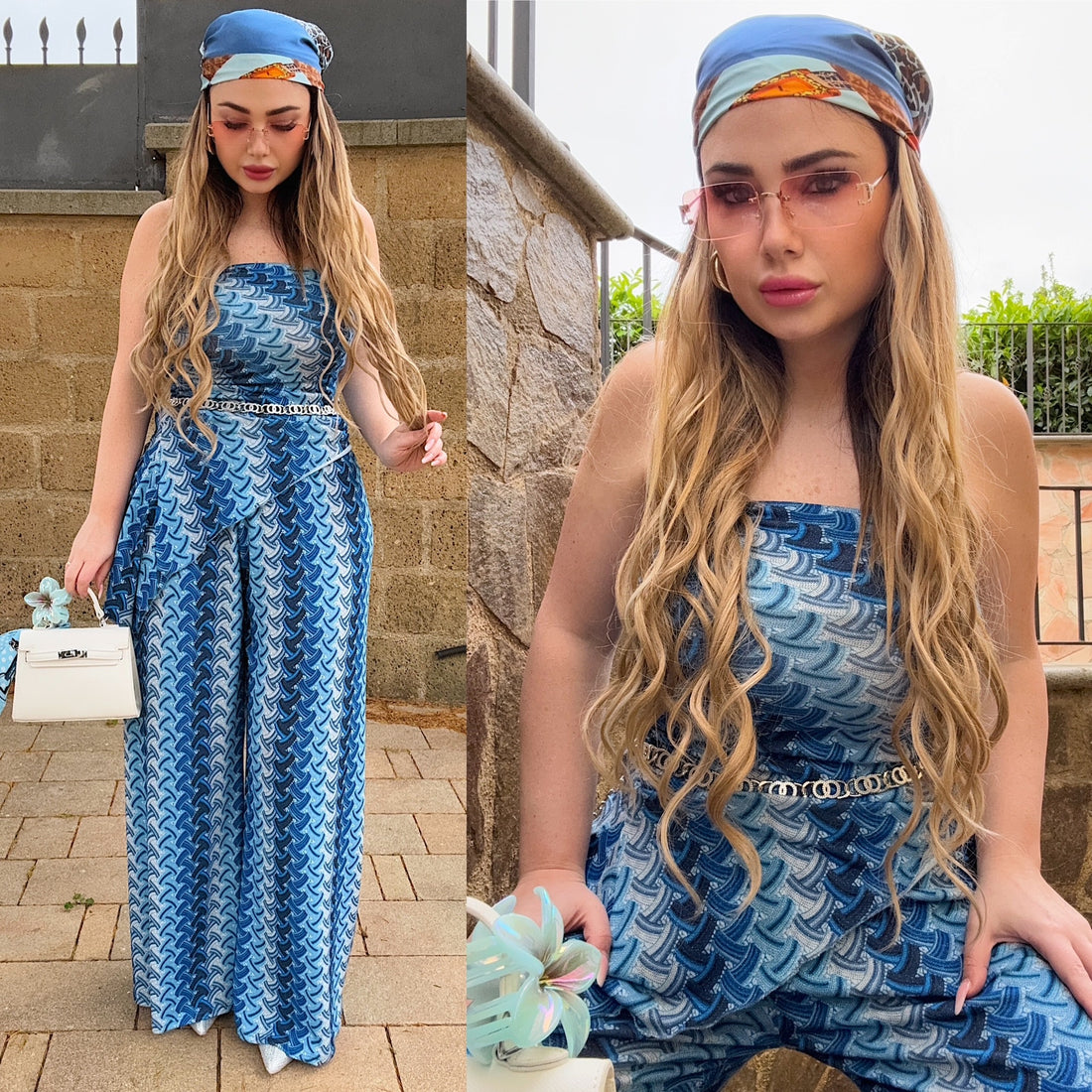 Completo blu con brillantini - R.a. Boutique