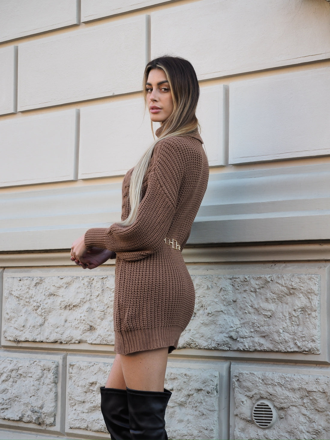 Abito in maglia choco con trecce - R.a. Boutique 