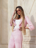 Completo due pezzi giacca e pantalone rosa - R.a. Boutique 
