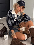 Maglia Polo Teddy a Righe Blu - R.a. Boutique