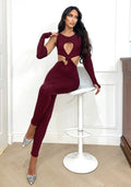 Tuta aderente con incrocio bordeaux - R.a. Boutique