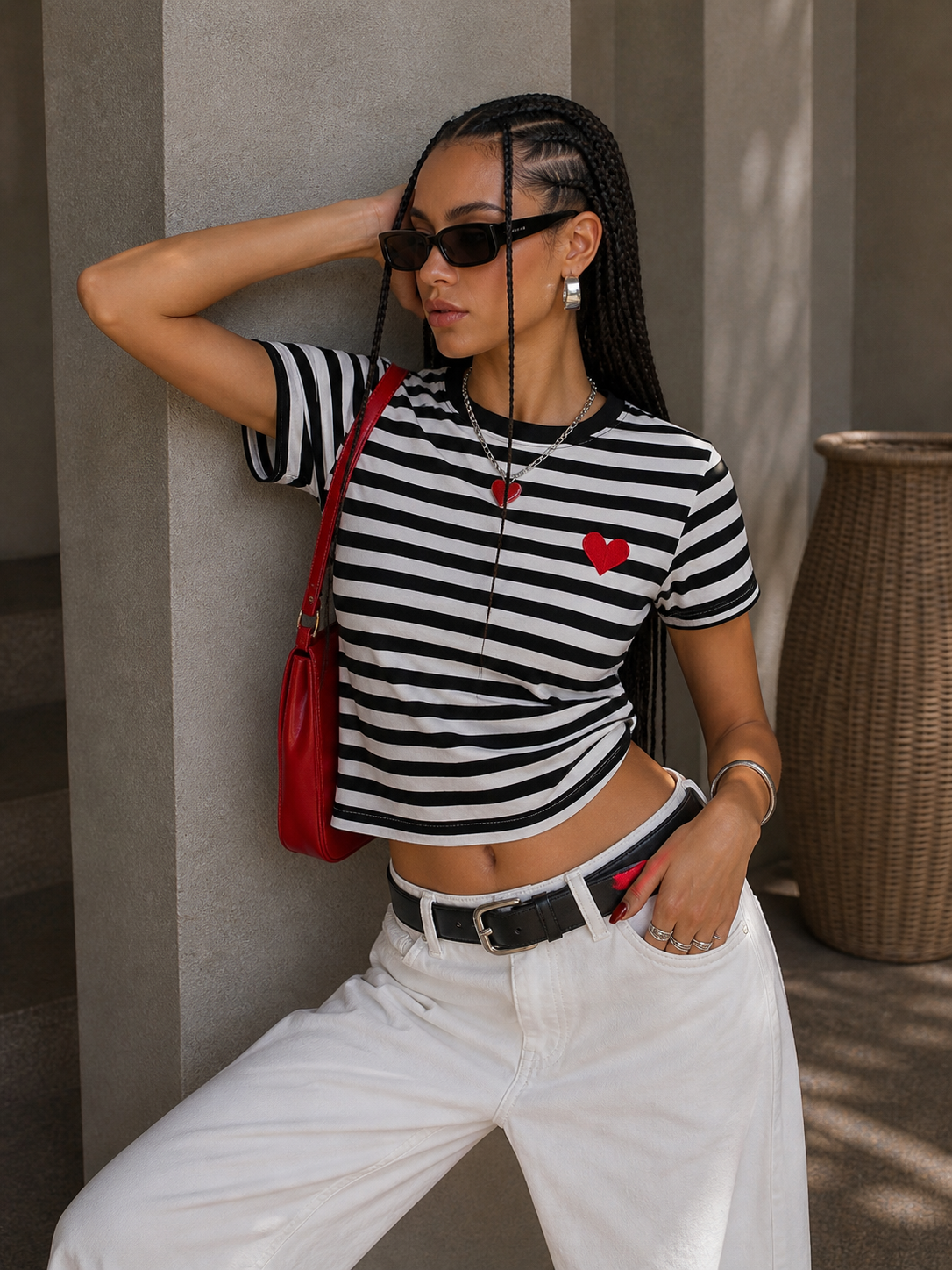 Maglia a righe con cuore - R.a. Boutique