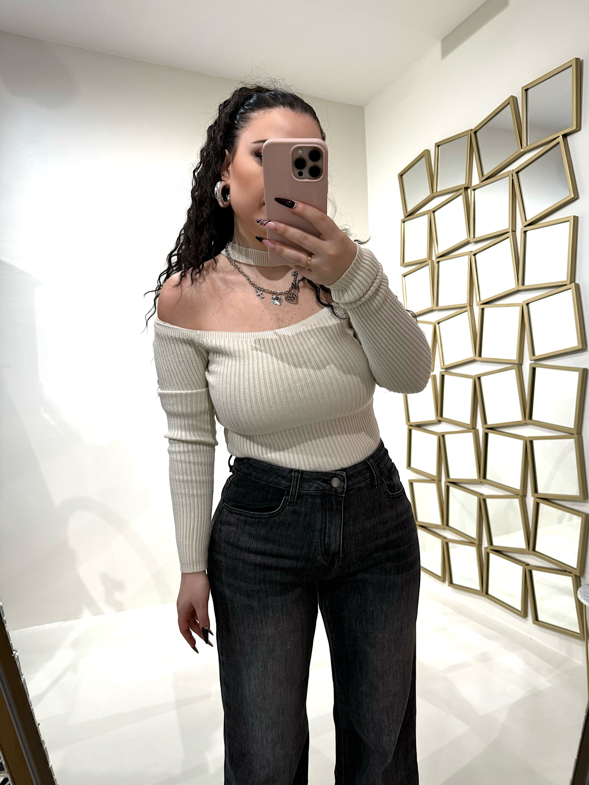 Maglia a costine con choker - R.a. Boutique