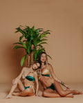 Bikini verde e beige con spallina gioiello - R.a. Boutique 