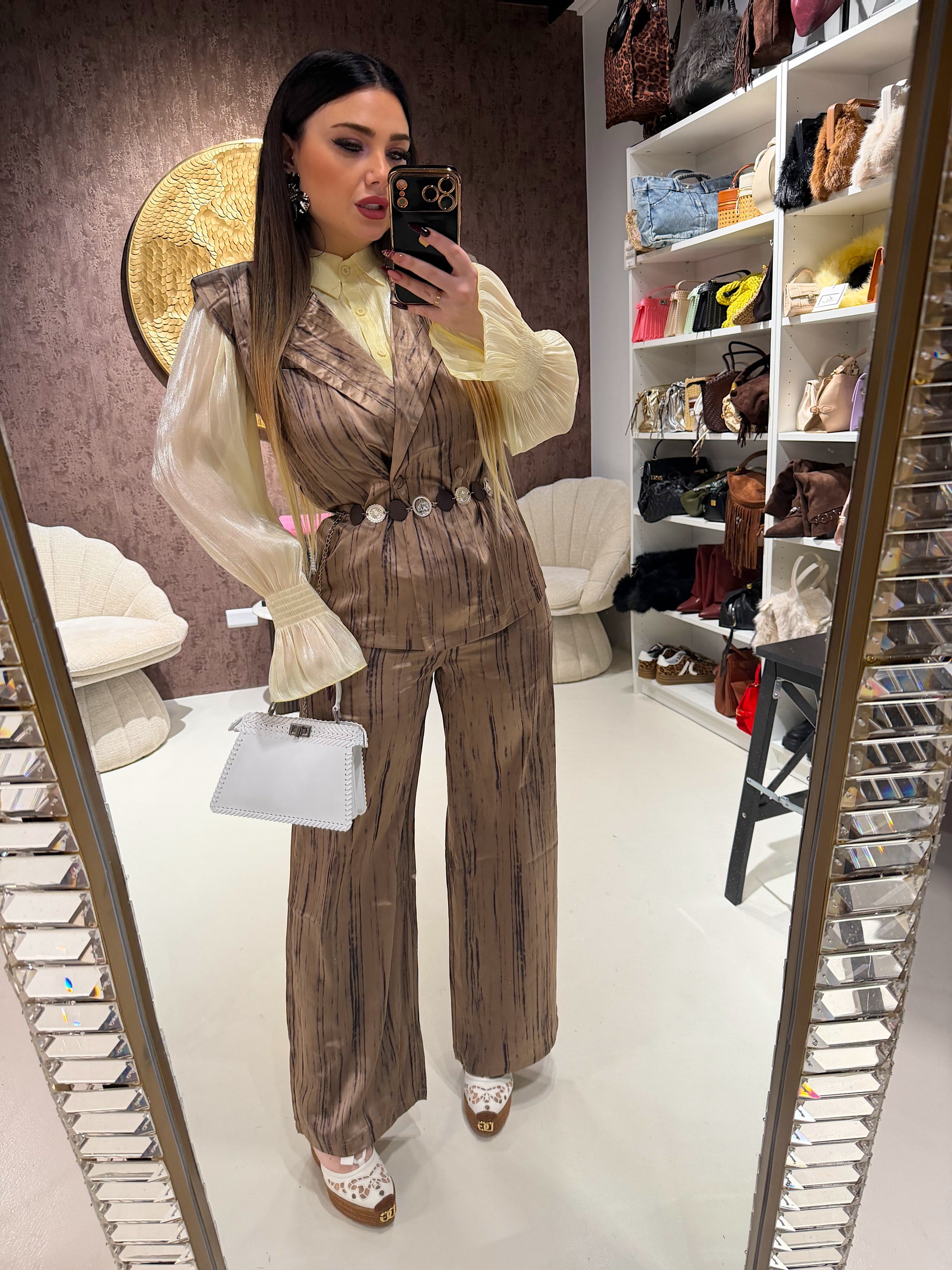 Completo venature luxury con cintura - R.a. Boutique