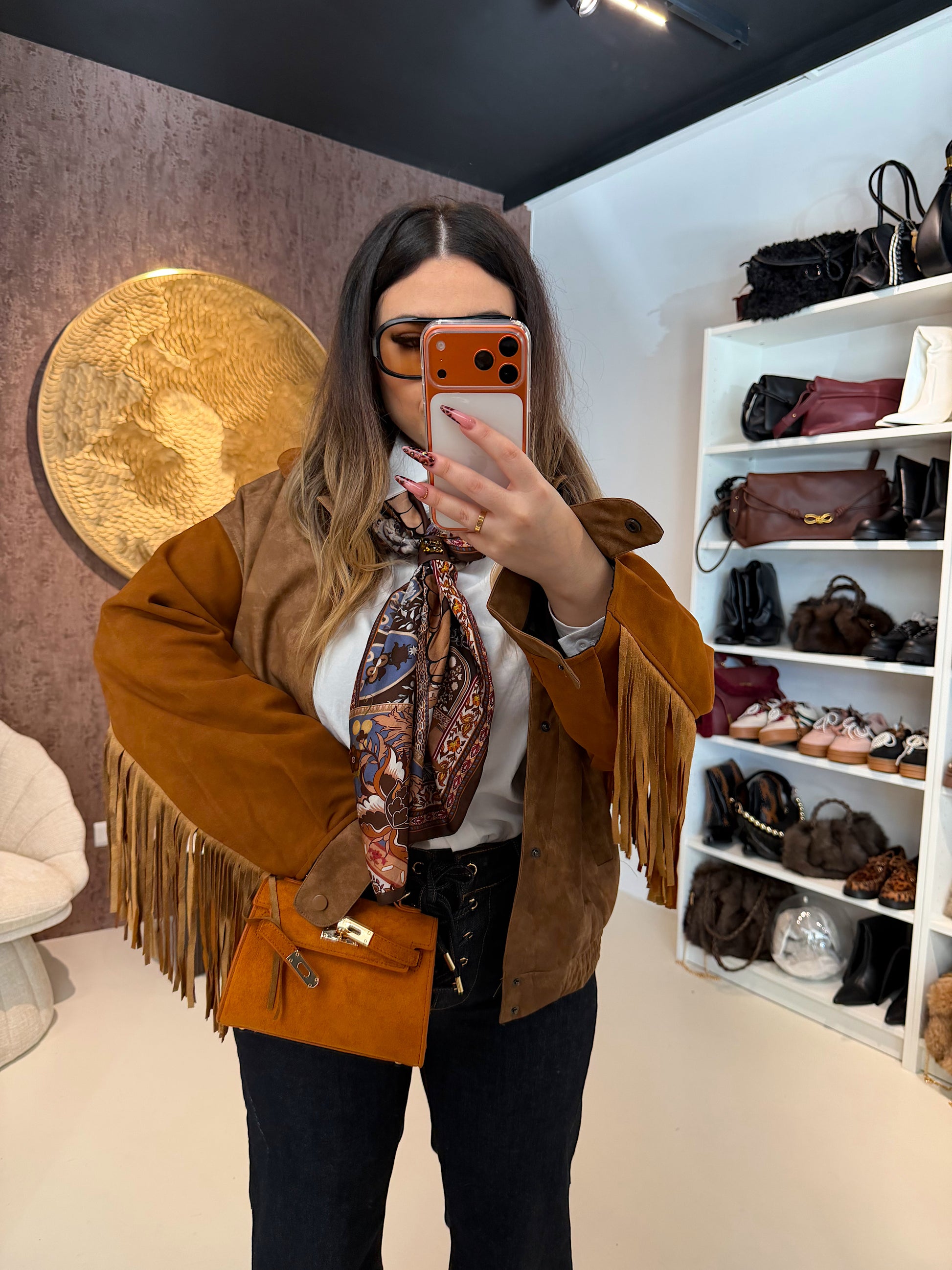 Foulard con dettaglio marrone - R.a. Boutique