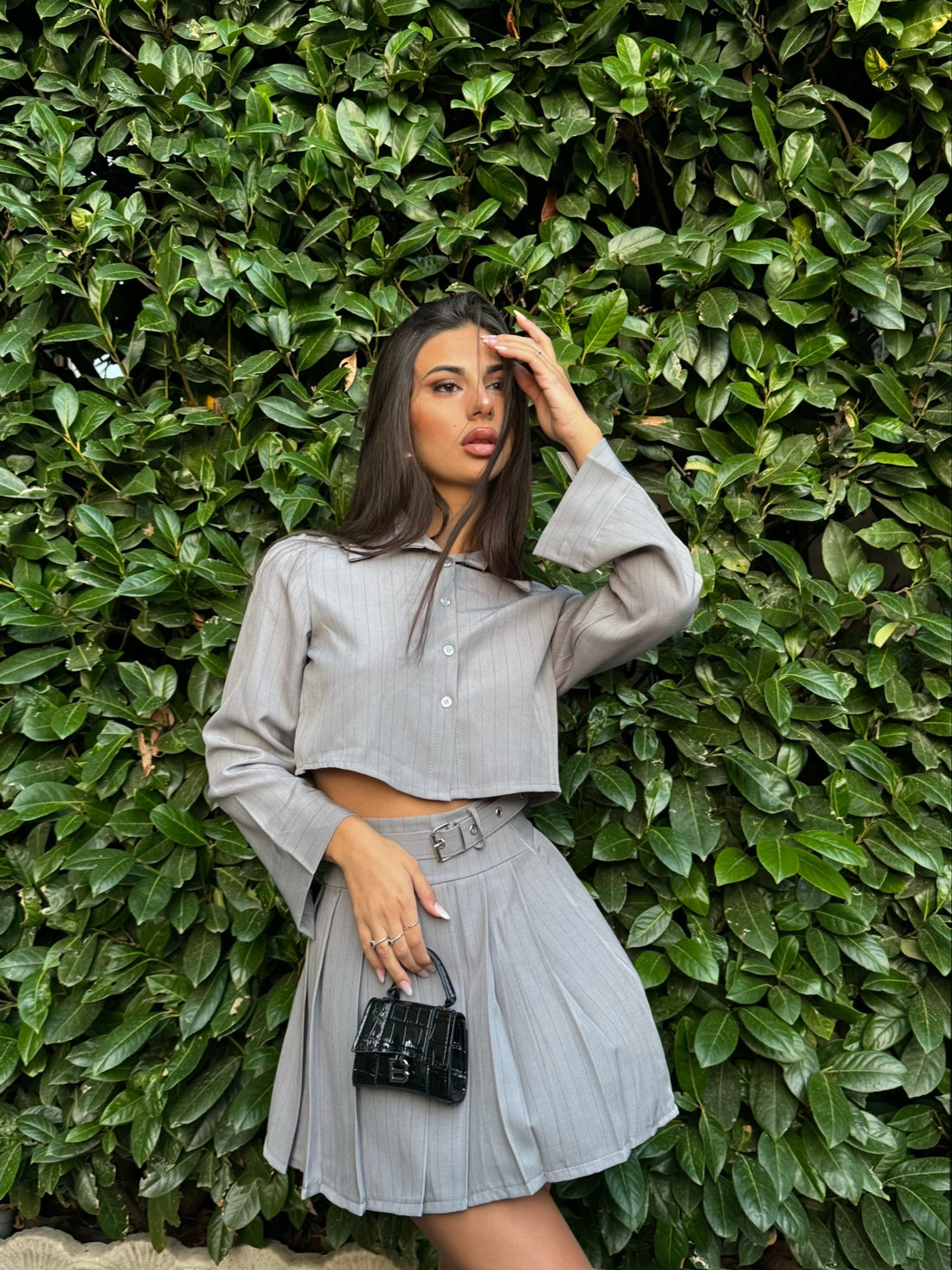 Camicia gessata grigio perla - R.a. Boutique 