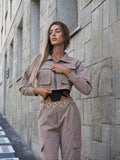 Completo giacca e pantalone cargo Camel - R.a. Boutique 