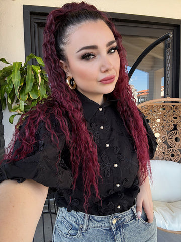 Camicia con fiori ricamati - R.a. Boutique