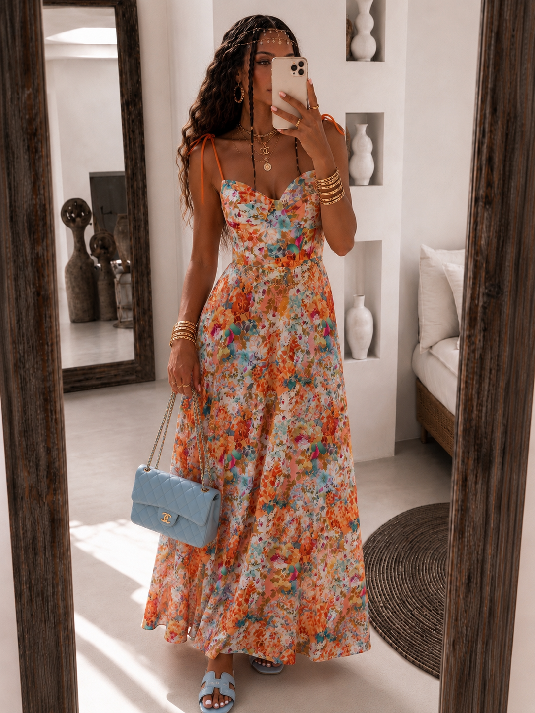 Abito Flora lungo arancio - R.a. Boutique