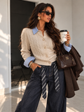 Maglioncino a Trecce con colletto e polsino a camicia - R.a. Boutique