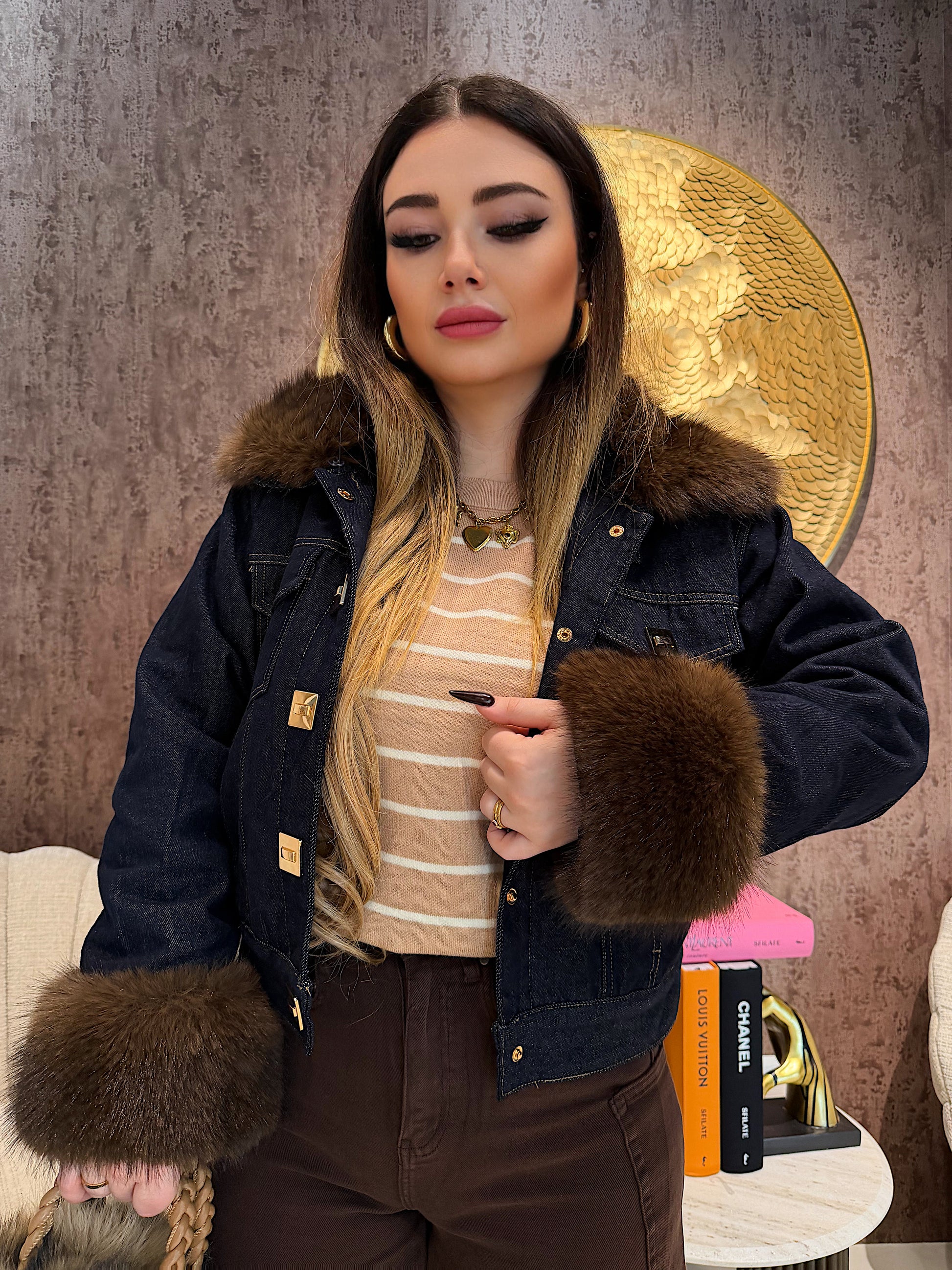 Giacca Denim Luxury Fur - R.a. Boutique