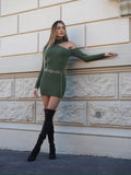 Abito in maglia con spacco verde militare - R.a. Boutique 