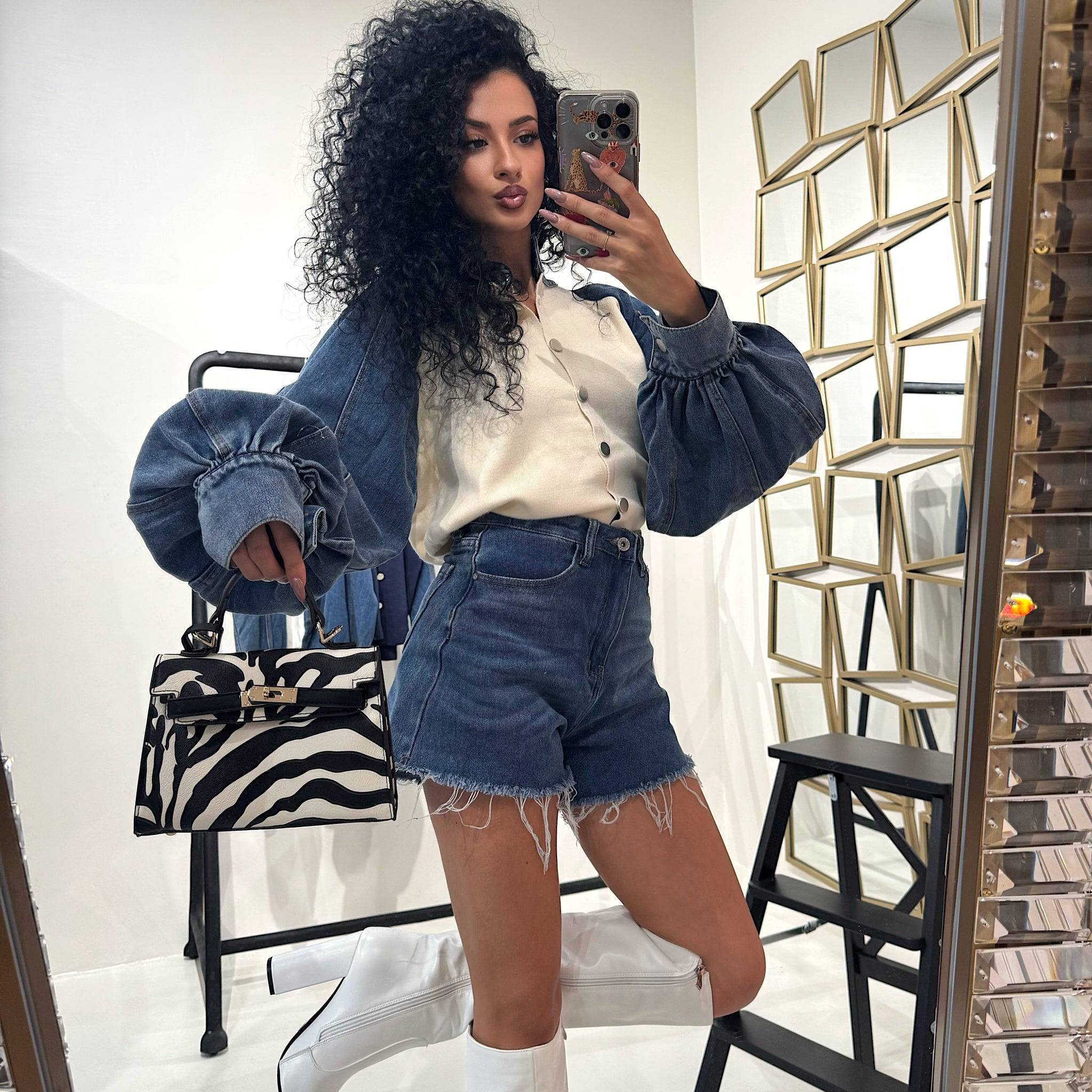 Maglioncino con dettaglio in denim - R.a. Boutique