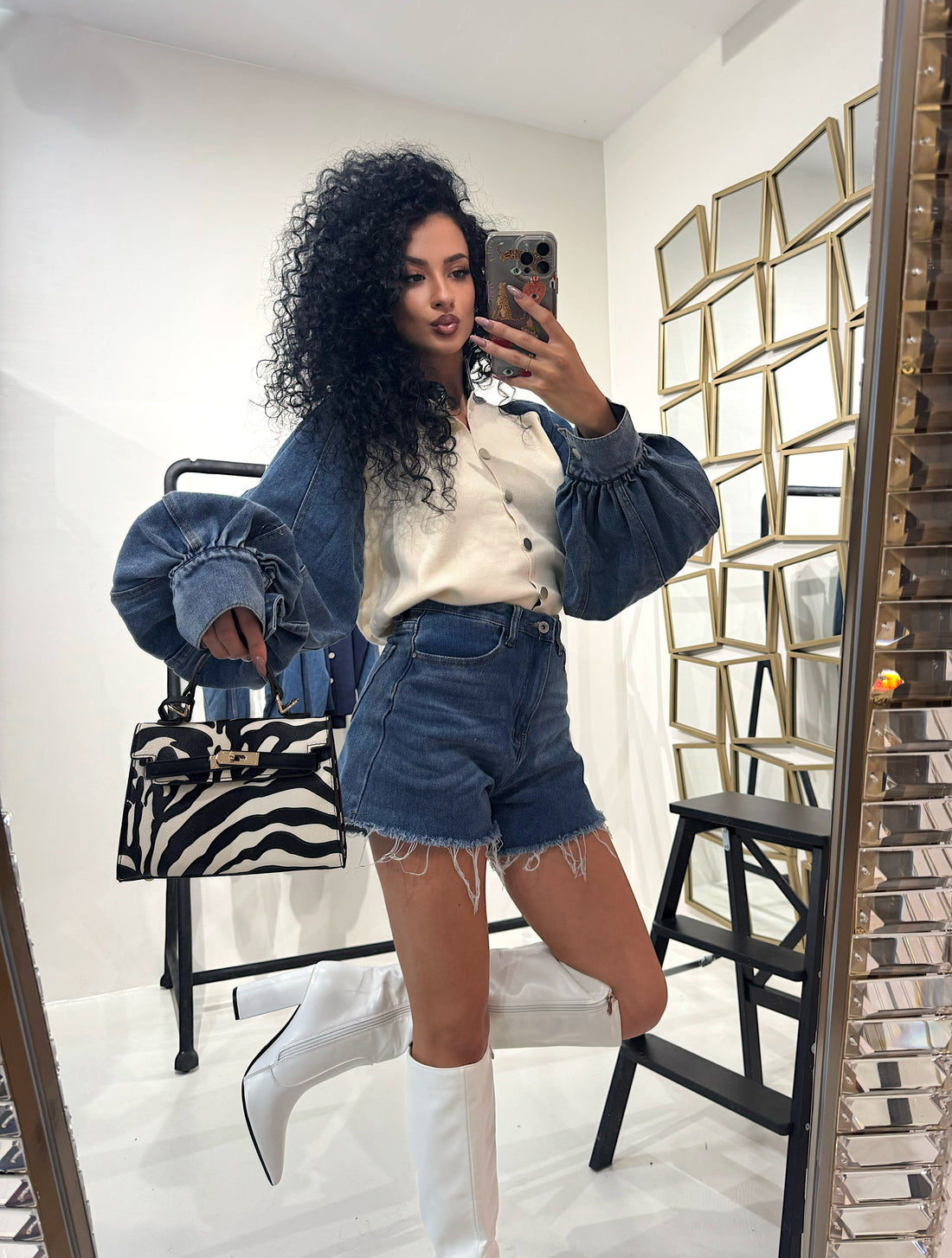 Maglioncino con dettaglio in denim - R.a. Boutique