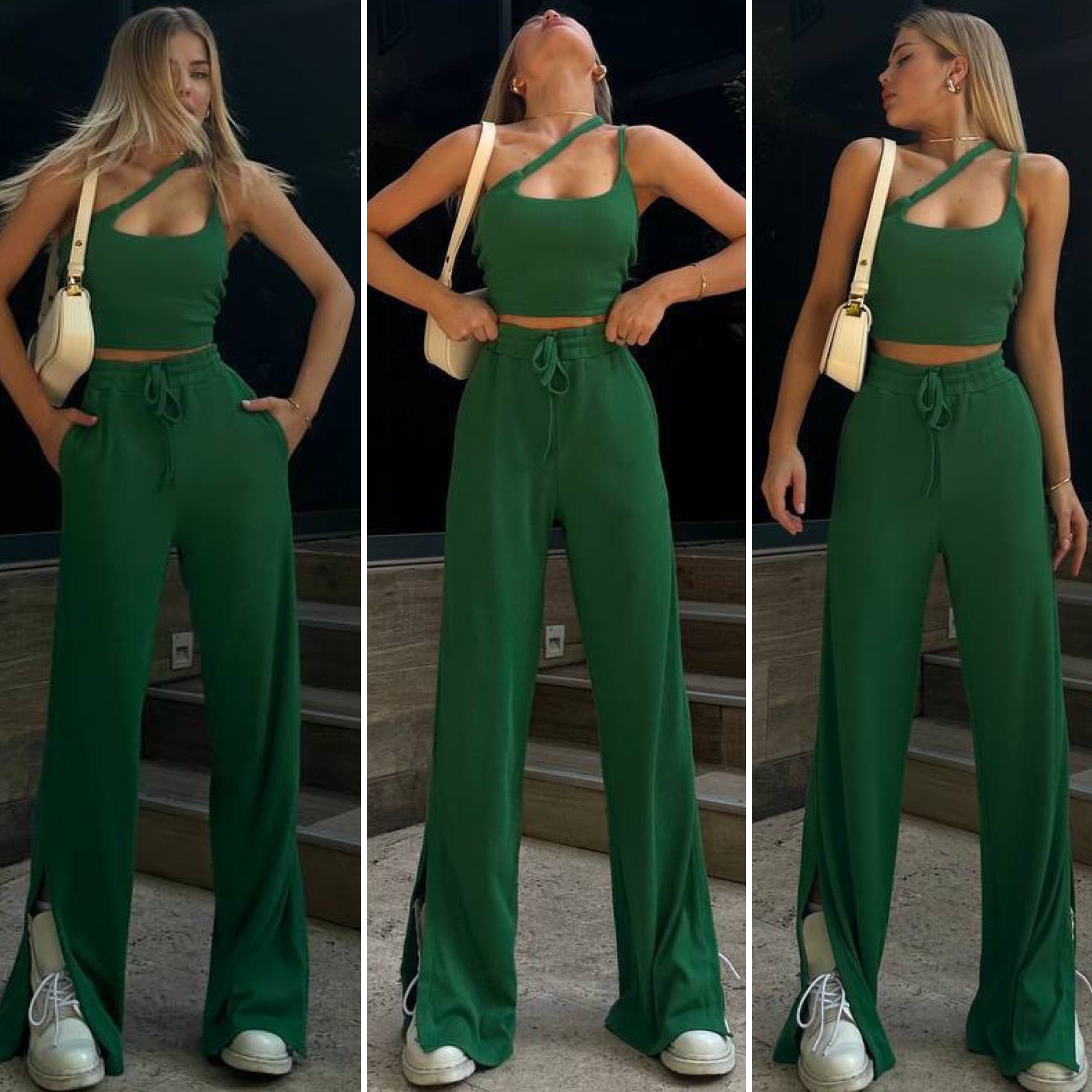 Set due pezzi top e pantalone verde - R.a. Boutique 