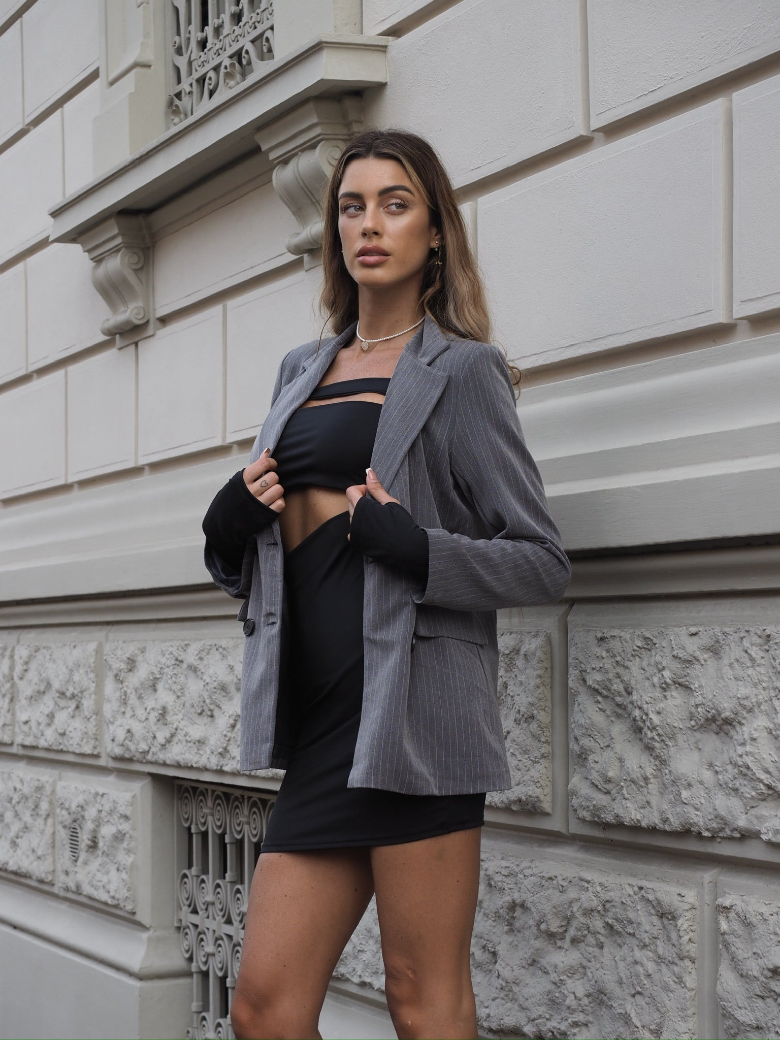 Blazer gessato grigio - R.a. Boutique 