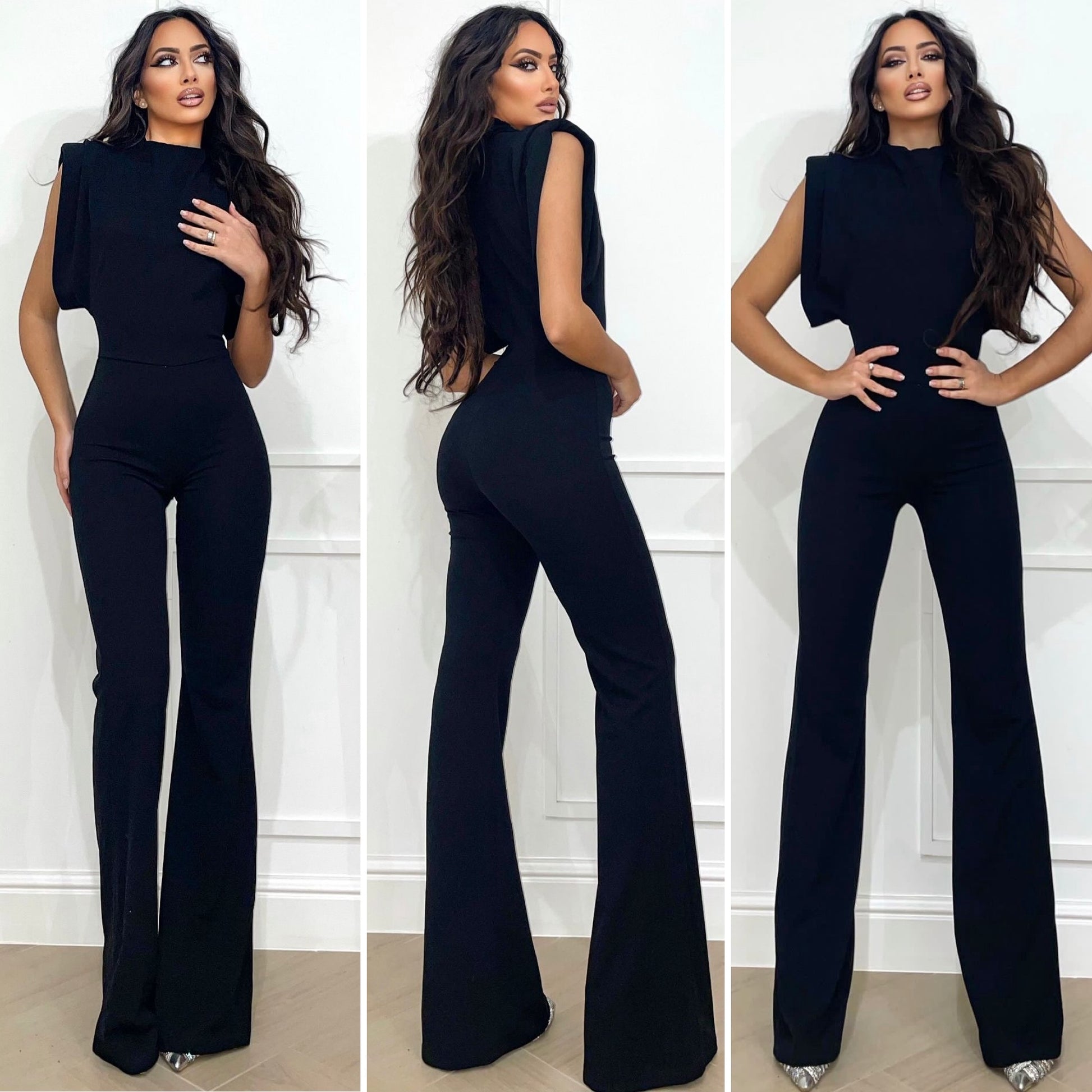 Tuta nera spalle bombate - R.a. Boutique 